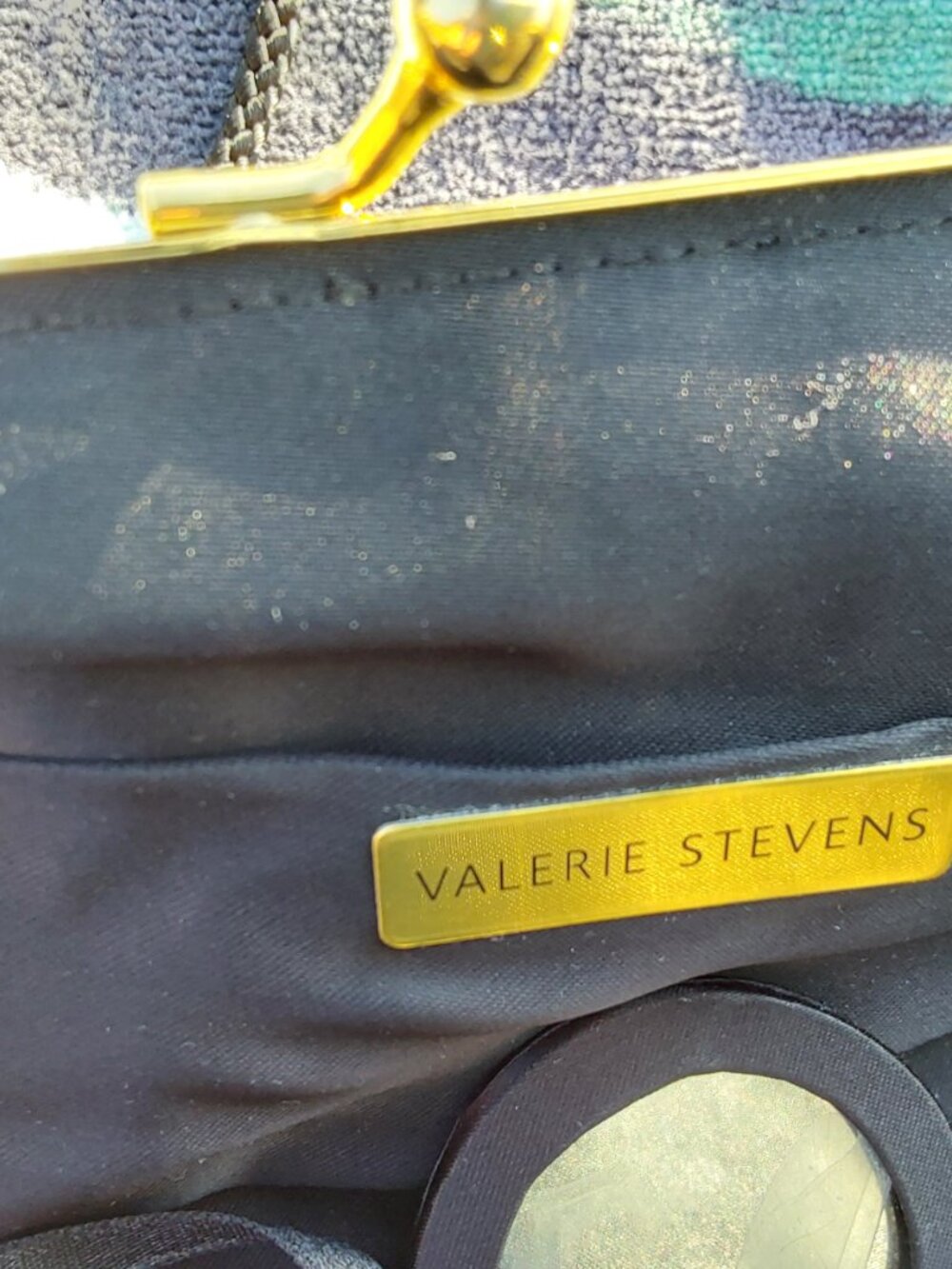 Vintage Valerie Stevens Evening Bag Black with Beautiful sequin flowers GORGEOUS - Picture 13 of 16